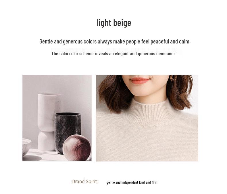 Women's Cashmere Saddle Shoulder Pullover - 2024 Autumn/Winter Thick Knit Half-High Neck Sweater