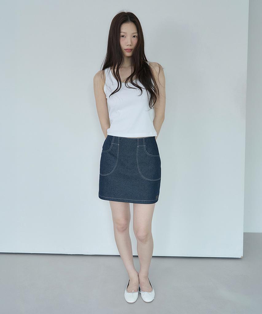 Amidi Denim Mini Skirt_Deep Navy