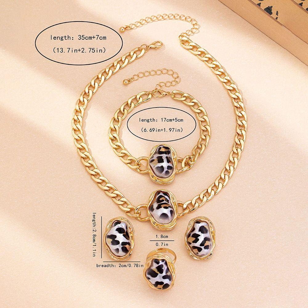 5Pcs Irregular Clavicle Chain Set Exaggerated Necklace Bracelet Ring Suit  Party