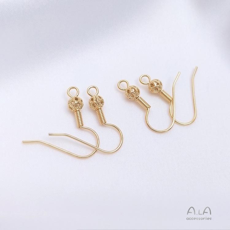 14K Gold-Filled Color Retention Ear Hooks with Hollow Ball - Handmade DIY Jewelry Accessories