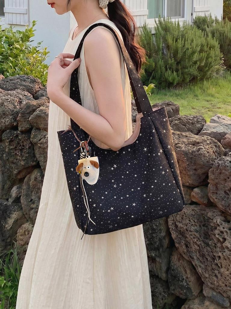 Crossborder Fashion Canvas Handbag For Daily Casual Use With Polka Dot Design