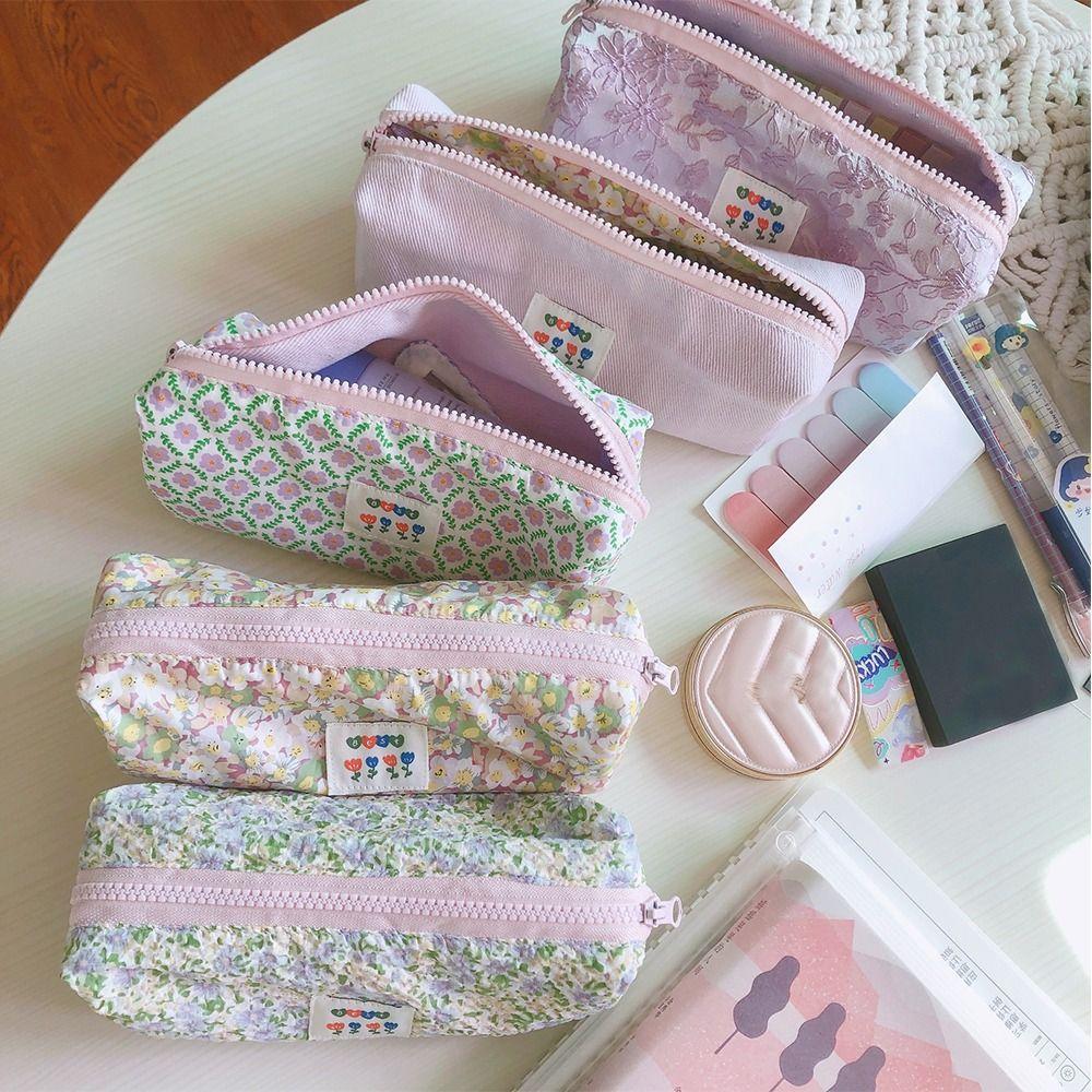 Portable Large Capacity Canvas Storage Bag Cosmetic Bag Stationery Pouch Zipper Pencil Bag