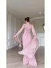 Rochie de primăvară elegantă europeană și americană 2025, cu temperament, cu mânecă lungă, mătăsoasă - Confortabilă și moale