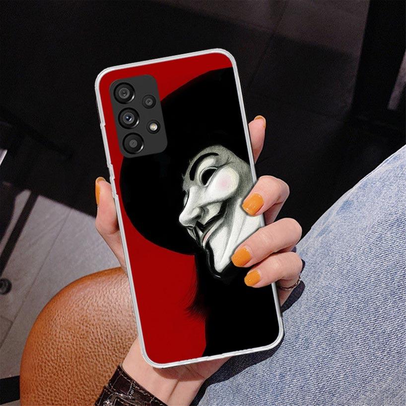 Anonymous V Mask Phone Case For Samsung Galaxy A17 A16 A15 A14 A13 A57 A56 A55 A54 A53 A37 A36 A35 A34 A33 A26 A25 A24 A23 Galax