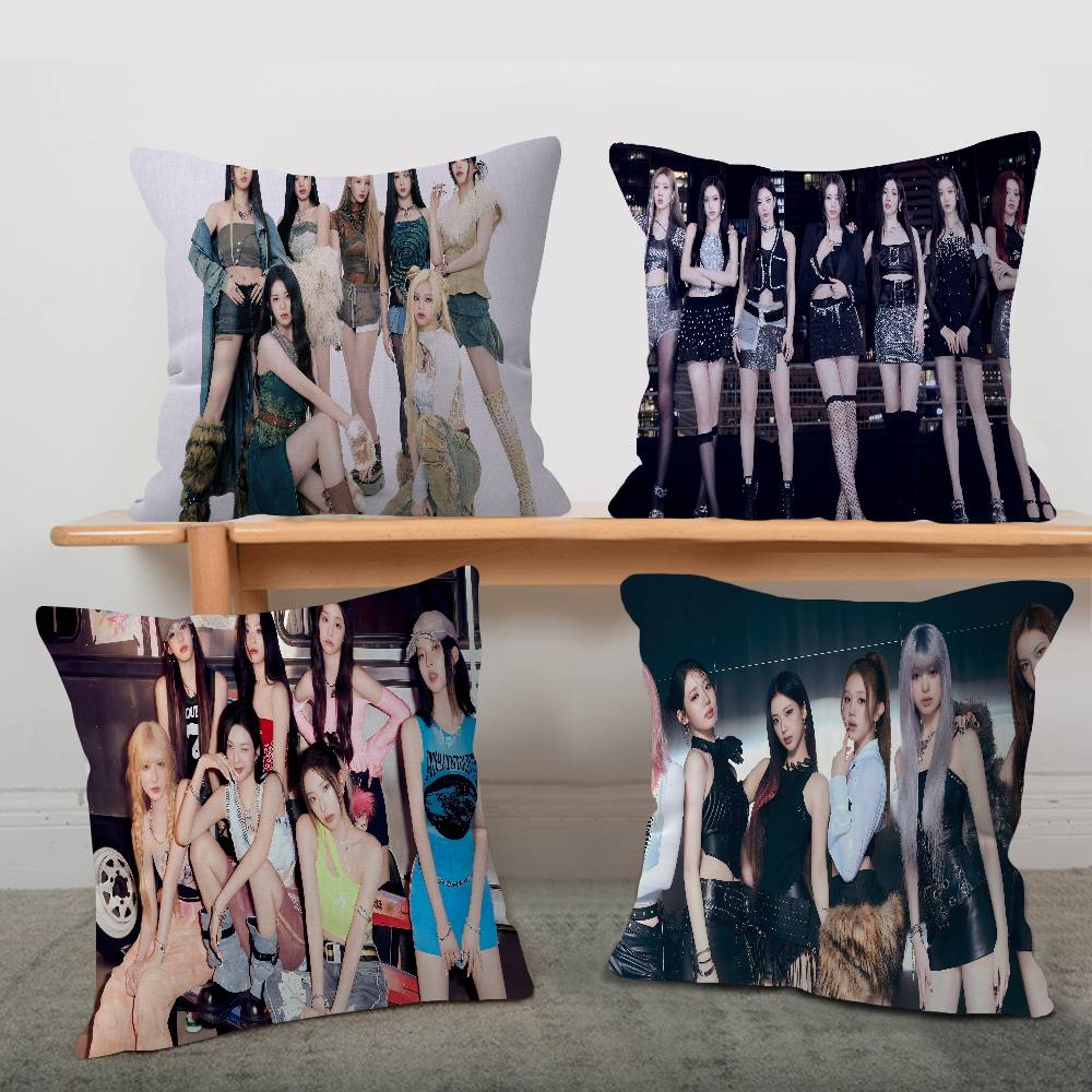 Kpop B-Baby-monster Anime Pillow Covers Cartoon Sofa Decorative Home Double-sided Printing Short Plush Cute Cushion Cover