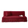 Elastic Solid Color Seersucker Fabric Without Armless Sofa Bed Cover with Skirt Slipcover Fitted Couch Cover Washable Fabric