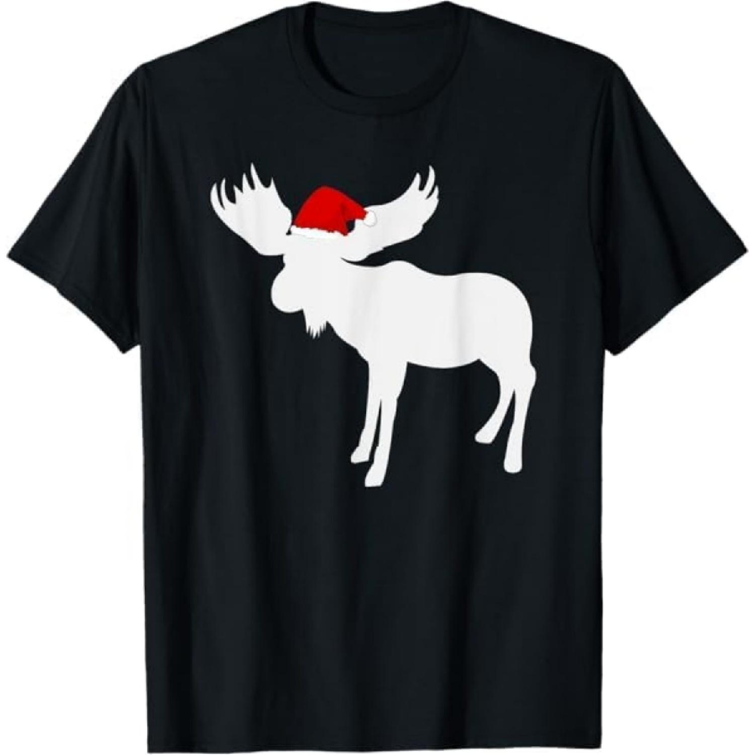 Christmas Moose T-Shirt - Funny Christmas Moose Pajamas Tee TRU Mens Womens Tank Top Sweatshirt Hoodie Longsleeve Black S