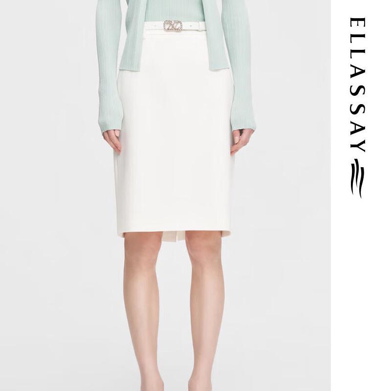 ELLASSAY Spring High-Waist Slit Midi Skirt L