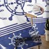 Rudder Anchor Blue Stripes Sheer Curtains for Living Room Decoration Window Curtains for Kitchen Tulle Voile Organza Curtains