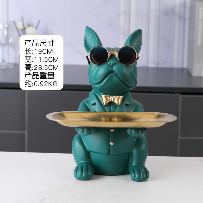 Graffiti Bulldog Desktop Storage Statue, Animal Sculpture, Living Room and Office Decoration, Resin, Modern Home Decoration