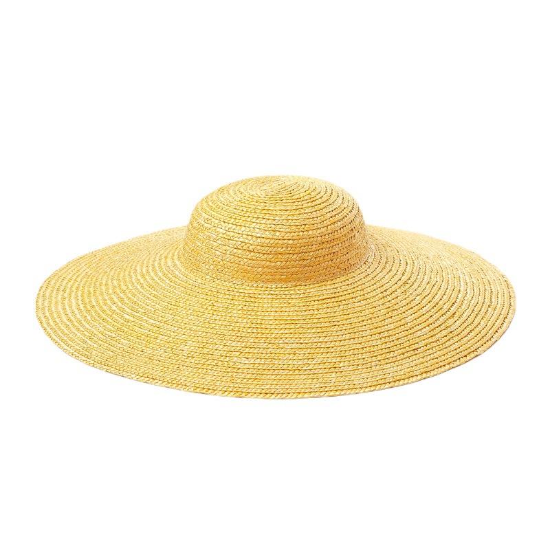 New British retro light top straw big brim top hat women's stage catwalk beach sunscreen sunshade strap straw hat