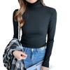 Women's High-Neck Knit Base Layer - Slimming Solid Color Autumn 2026 Style
