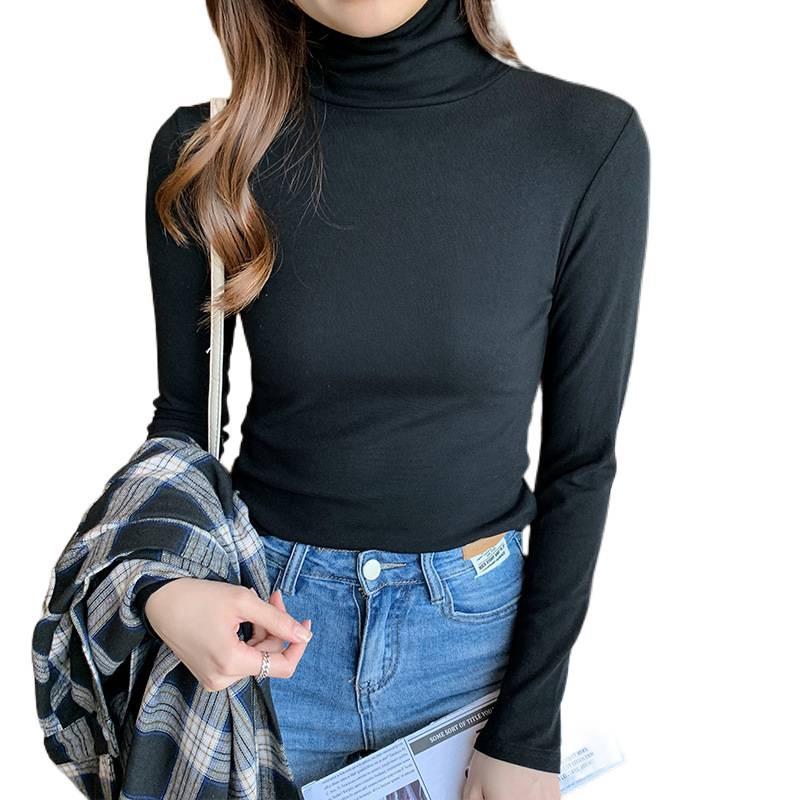 Women's High-Neck Knit Base Layer - Slimming Solid Color Autumn 2026 Style