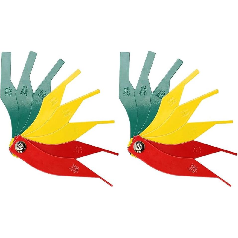 Brake Lining Thickness Gauge, 8 Piece Steel Automotive Brake Pad Measuring Tool, Disc And Drum Brake Lining Gauge Set- Color Coded/SAE &
