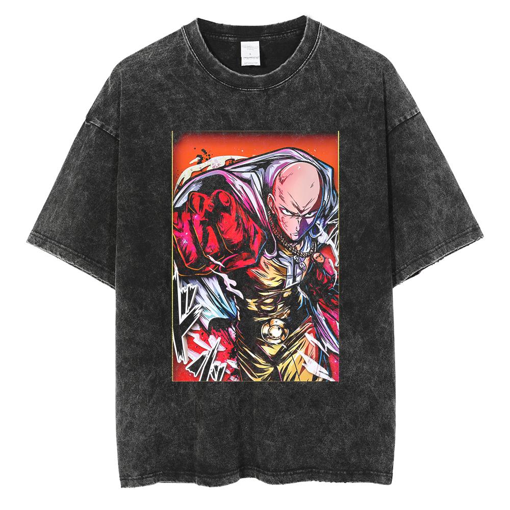 Tricou Imprimat Anime ONE PUNCH-MAN Saitama Bărbați Femei Tricouri Bumbac Spălat Tricou Supradimensionat Harajuku Masculin Manga Vintage