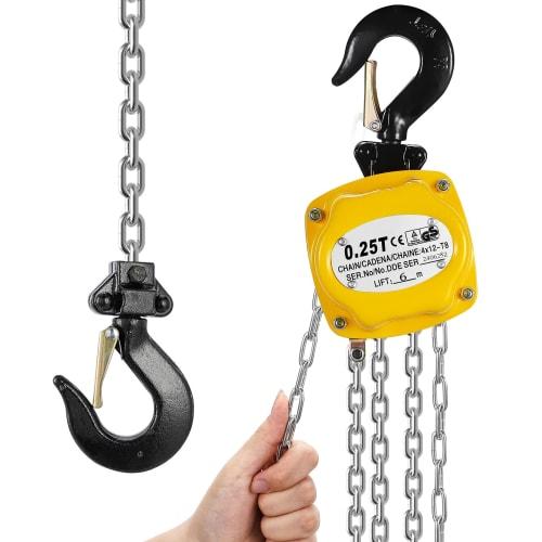 NEWTRY 0.25t 6m Manual Chain Hoist, 250kg Capacity, Lightweight, Mini Size, Compact Design, Portable, Alloy Steel, Corrosion-Resistant Chain, for Fact