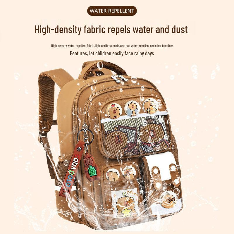 Schultasche mit großer Kapazität und Rückenstütze für Jungen im Alter von 3-6 Jahren, Capybara-Design, 1. Klasse