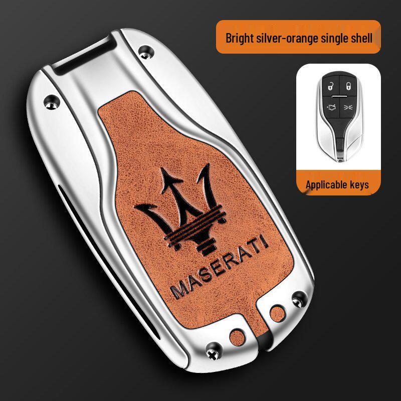 Maserati Quattroporte, Levante, Ghibli Metal Leather Key Case Protective Shell