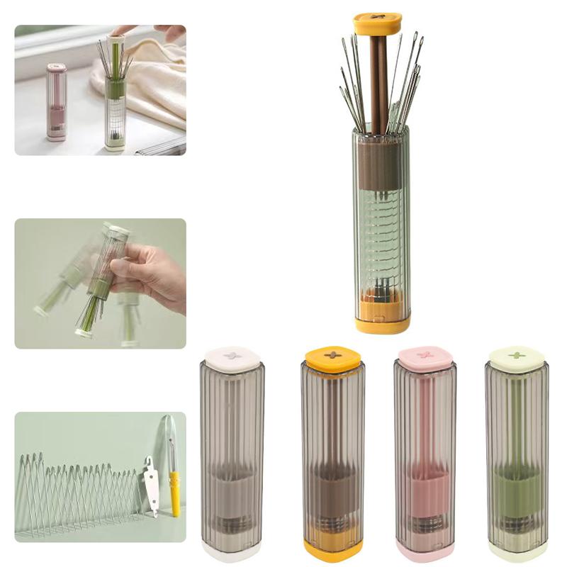 Magnetic Pressing Needle Box Plastic Multi-Functional Sewing Storage Tube Portable Sewing Tool Home Sewing Set Space-Saving
