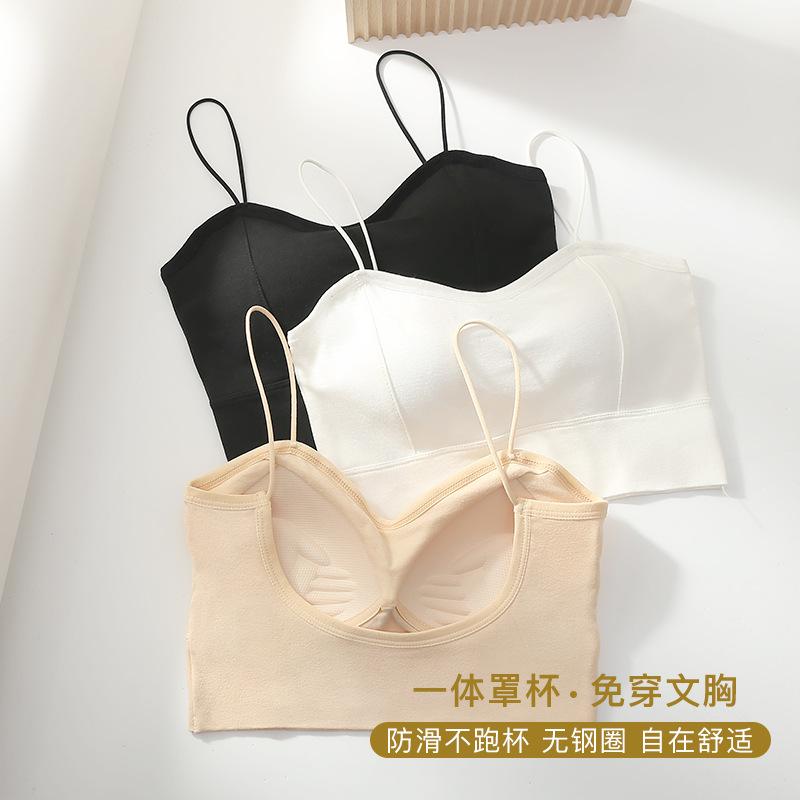 One-piece Sling Underwear Women's Small Breasts Gather Without Steel Ring Bra with Chest Pad To Absorb Sweat and Non-slip Tube Top
