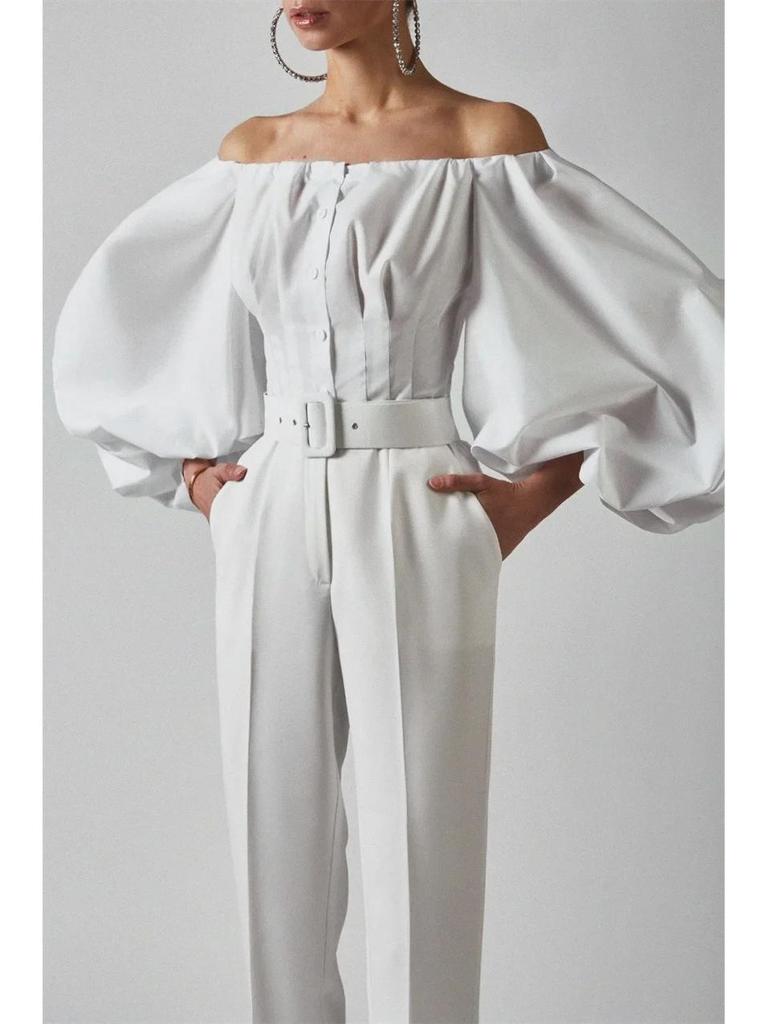 2022 Frühling/Sommer Cold Shoulder Pufflaternenärmel Damenoberteil