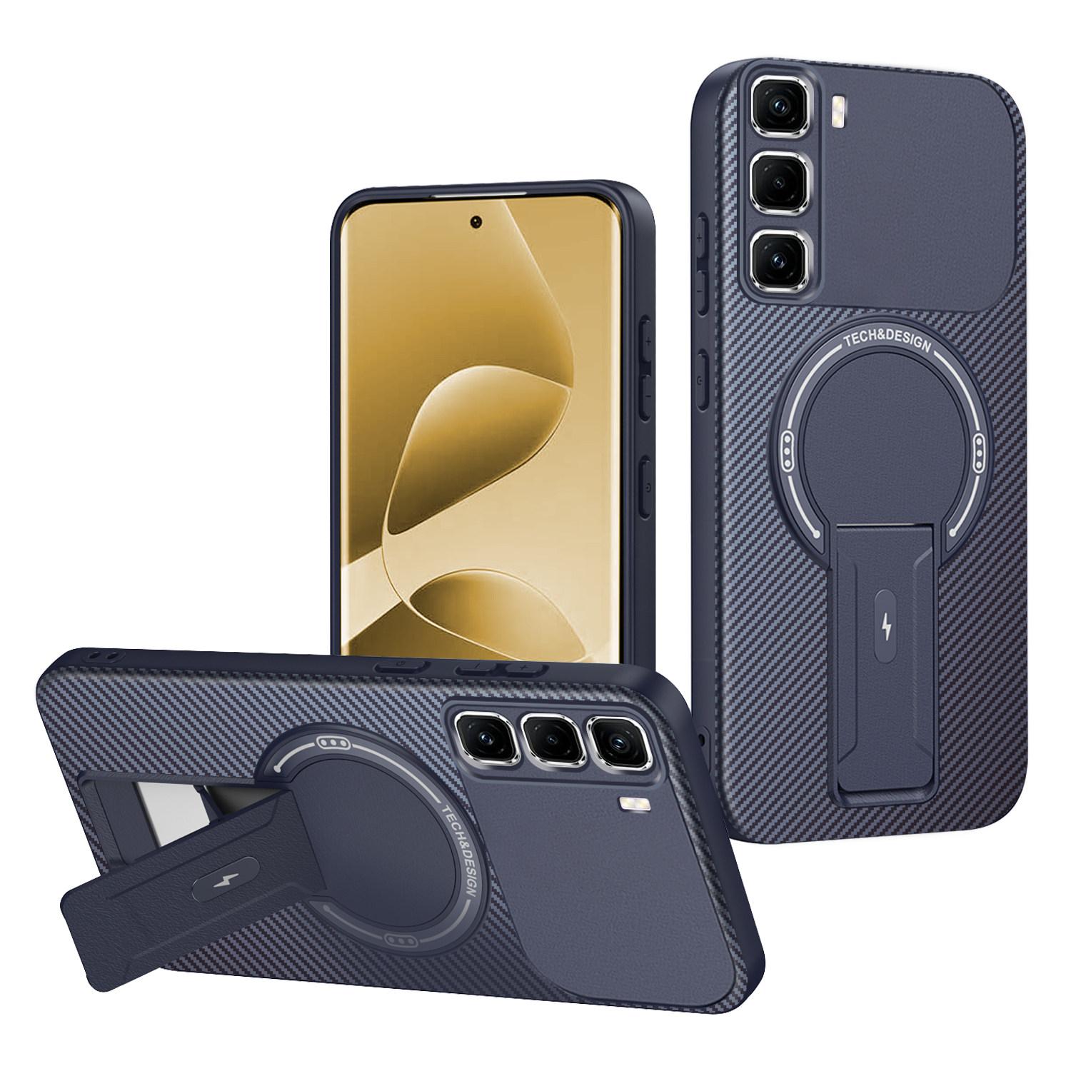 

For Infinix Hot 50 Pro+ 4G Case Carbon Fiber Texture PC + TPU Phone Cover with Kickstand