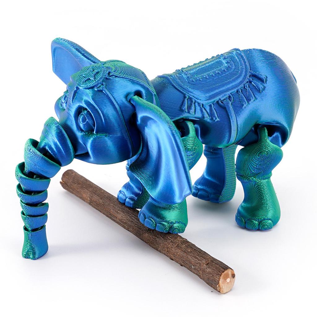 14.5cm Random Gradient 3D Printed Elephant Statue DIY Craft Animal Figurine with Movable Joint Elephant Ornament Tabletop Decor