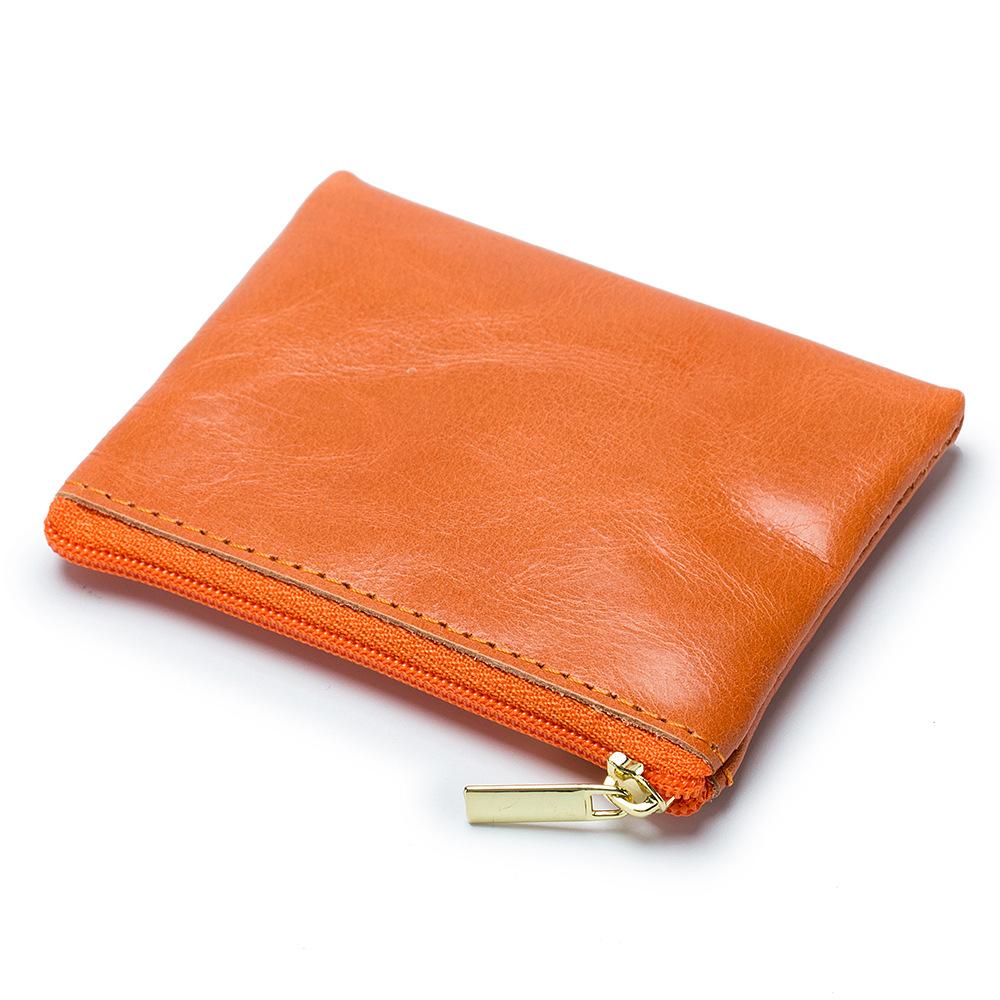 Slim change bag men's, simple soft cowhide mini key bag women's zipper coin small wallet