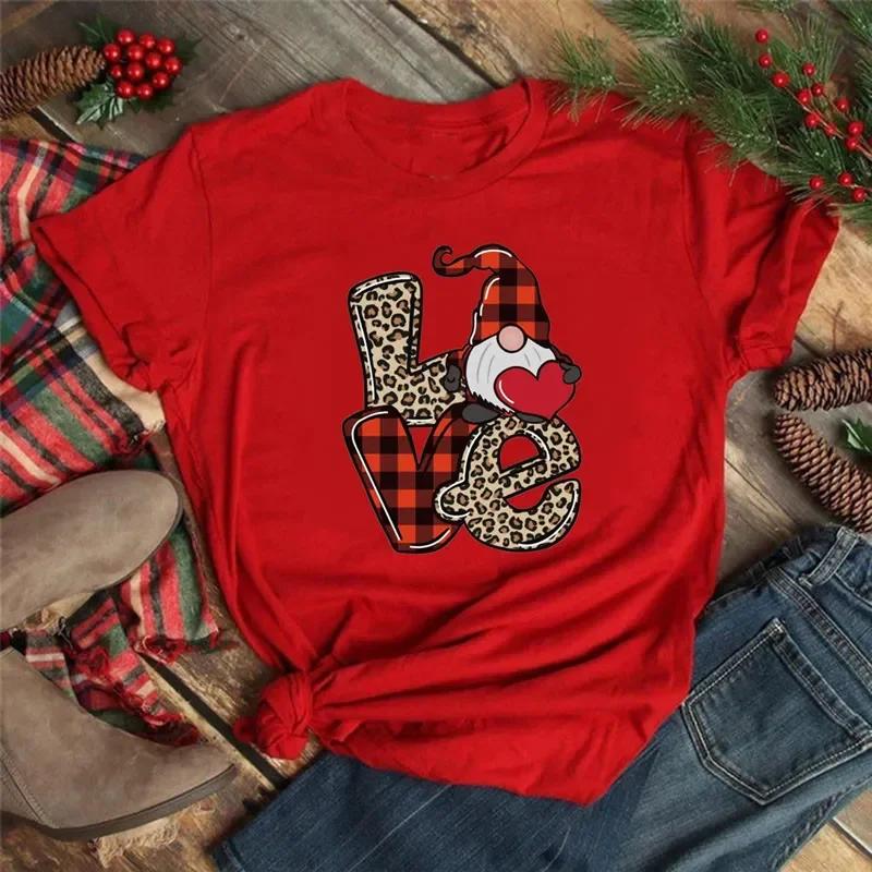 Women Tshirts Merry Christmas Tree Print Red Top Femal New Clothing Short Sleeve Fashion Harajuku Kawaii T-shirt Y2K Clothing
