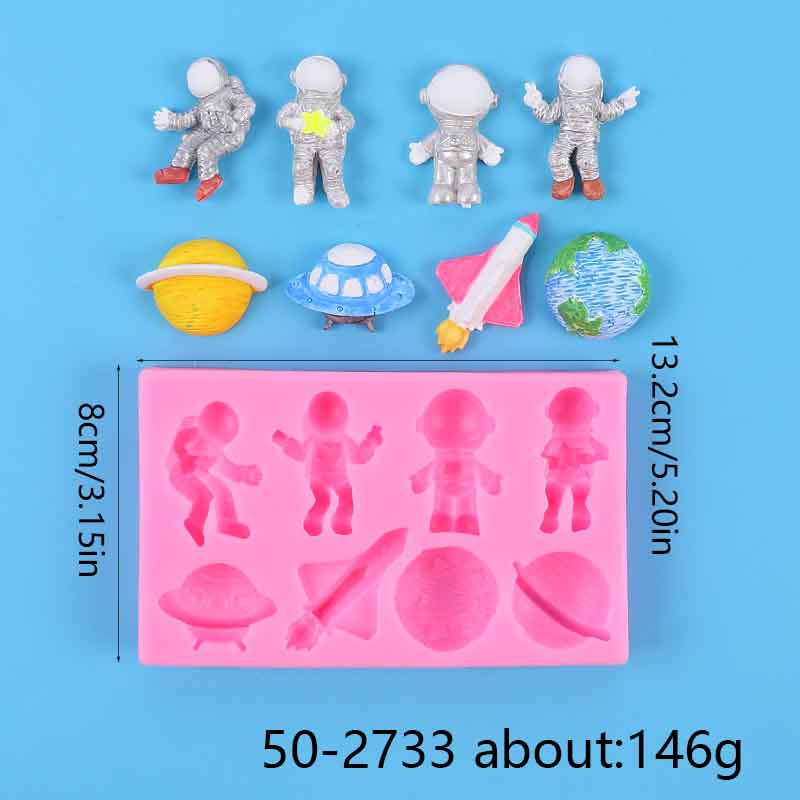 Astronaut Spaceship Silicone Mold Cake Decoration Cupcake Topper Fondant Chocolate Candy Gum Paste Polymer Clay Mold