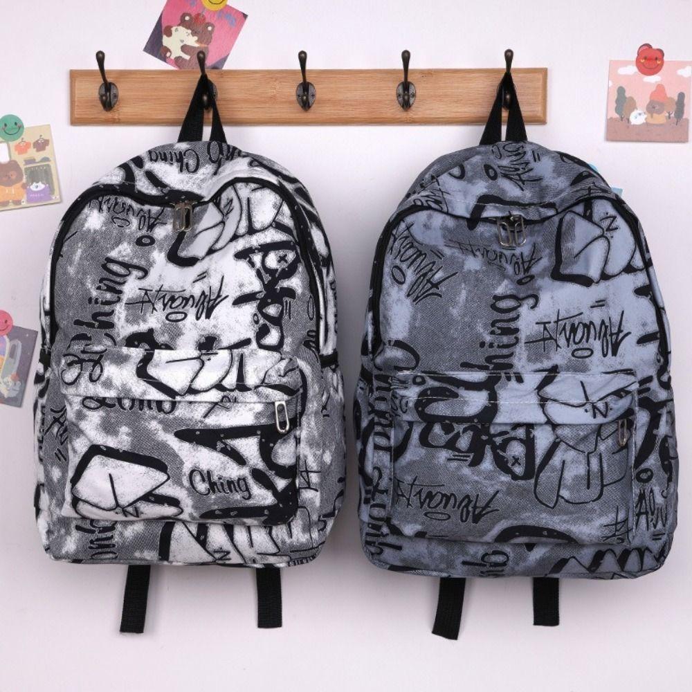 Sac à dos scolaire pour étudiants Graffiti Grande capacité Mode décontractée Sac à dos pour femme Mignon avec pendentif Sacs d'école pour fille Voyage