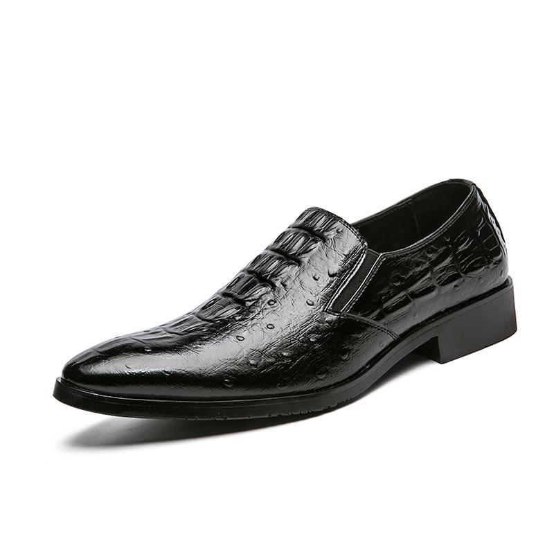 Plus Size Men s Crocodile Pattern Leather Shoes - Pointed Toe, Casual Business Style for Spring & Autumn 46 чёрный