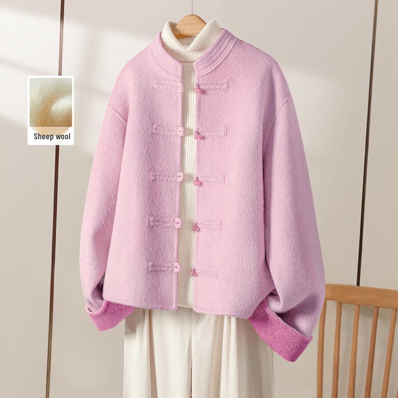 

Женская куртка Тачи из овечьей шерсти в новом китайском стиле со стойкой и укороченная S