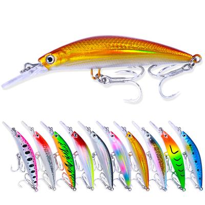 Affondamento Minnow Lure 90mm 17g Esca Ocean Boat Esche da pesca 3d Occhi Plastica dura Jerkbait Esche artificiali per la pesca