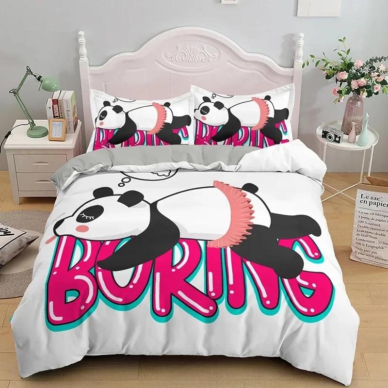 Luxury New 3D Print Bedding Set Panda Duvet Cover Set Teens Boys Girls Cartoon Animal Quilt Cover Queen Size Pillow Case
