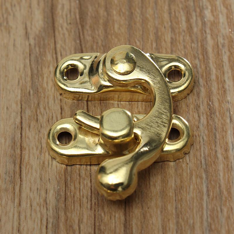 

KAK 12pcs 34x28mm Antique Bronze Iron Padlock Hasp Hook Lock For Mini Jewelry Wooden Box With Screws Furniture Hardware золотий