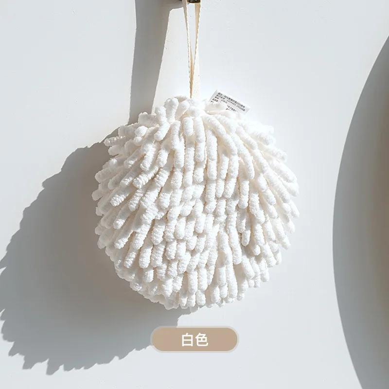 Круглое полотенце для рук, шарик, быстросохнущее полотенце из микрофибры, кухонная лента, бесплатная чистая ванна для протирания рук, мягкое полотенце для рук, пушистое белый