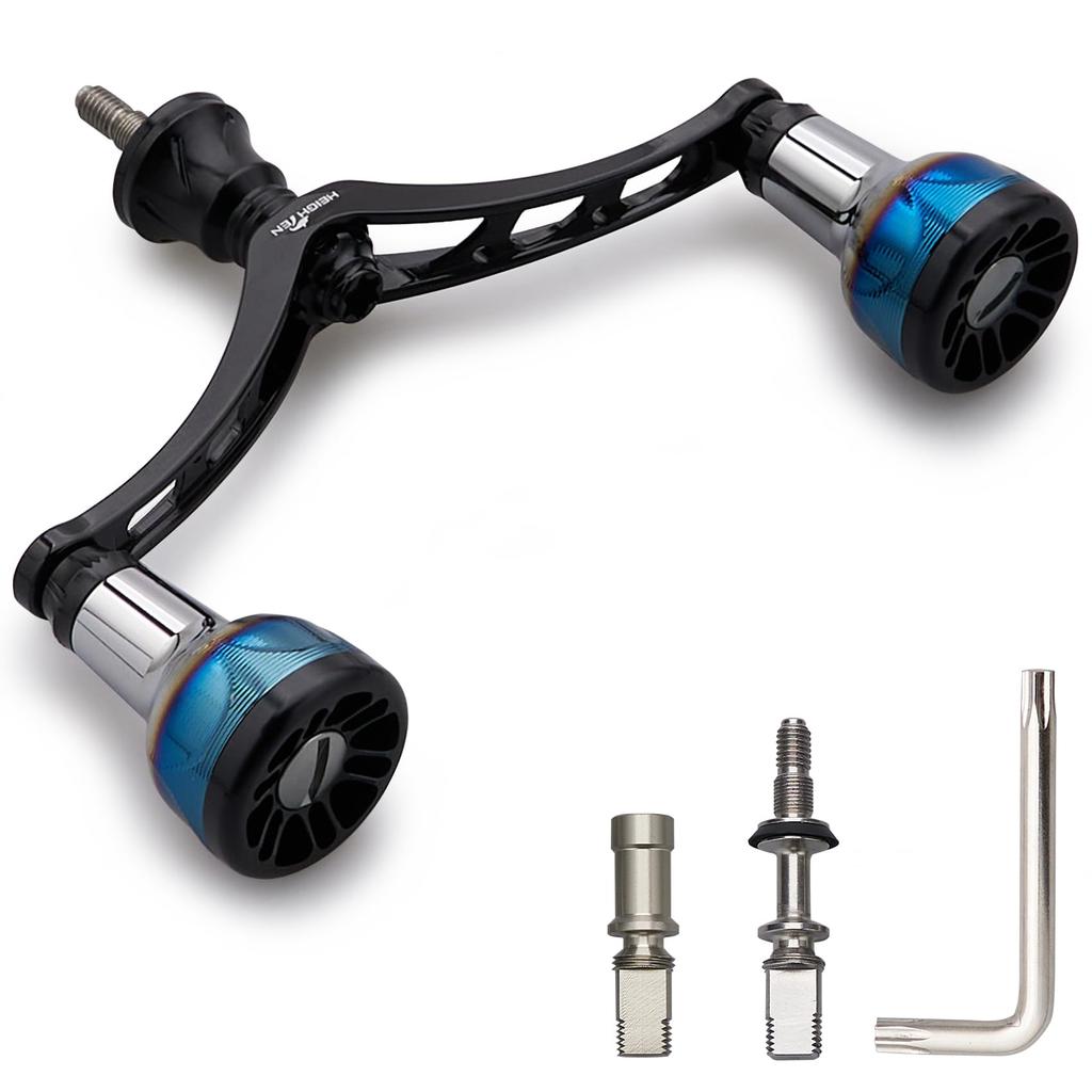 HEIGHTEN 98/110mm Reel Handle for Shimano and Daiwa Arch Engine Series Spinning Reels (110mm - Black) (919)