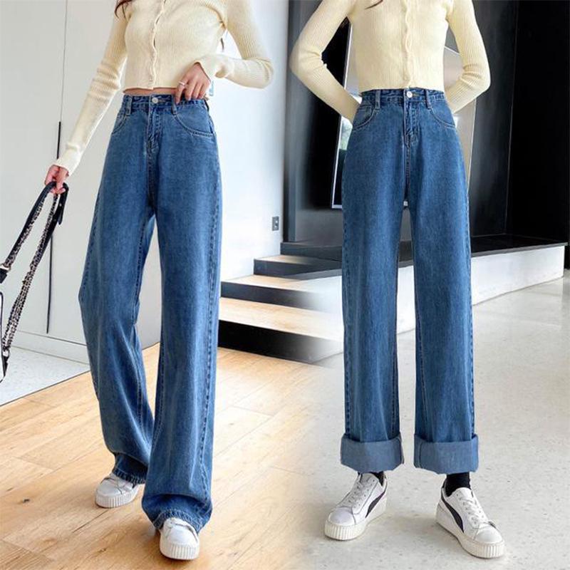 

Women s Petite High-Waisted Wide-Leg Jeans - Cropped & Floor-Length Options for Spring/Autumn 2022 Small темно-синього кольору