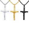 Stainless Steel Jesus Cross Pendant Necklace Fashion Gold Silver Color Christian Necklace Religion Prayer Faith Jewelry for Men