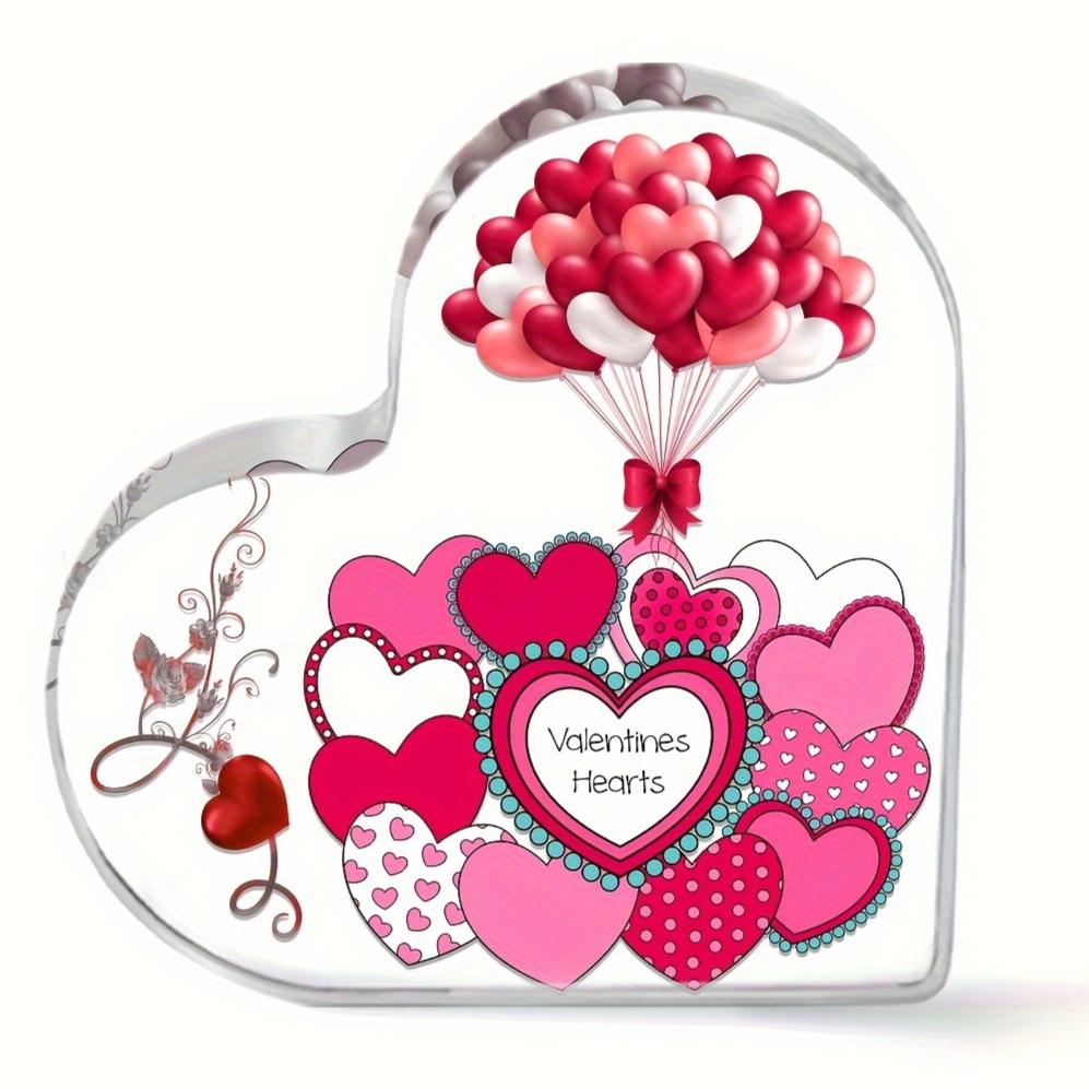 1pcs Romantic Heart Balloon Acrylic Decor Sign Suitable for Valentine s Wedding Anniversary Party Centerpiece - Elegant Table Plaque Ornament 10*10cm