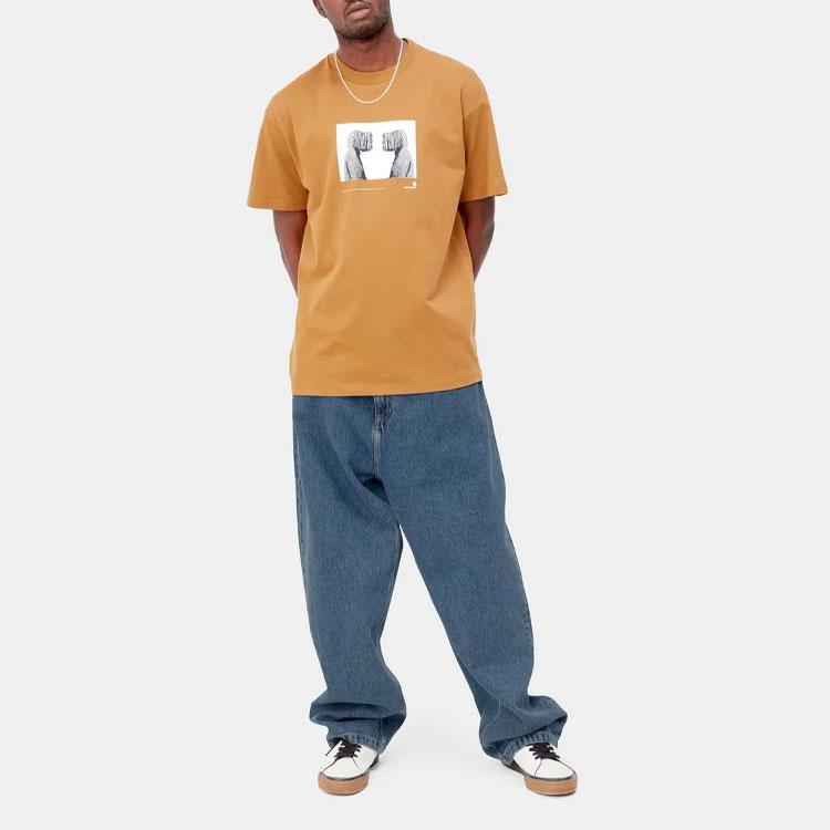 Carhartt WIP Solid Color Casual Loose High Waist Straight Leg Jeans Men bottoms Blue I031246-01-12