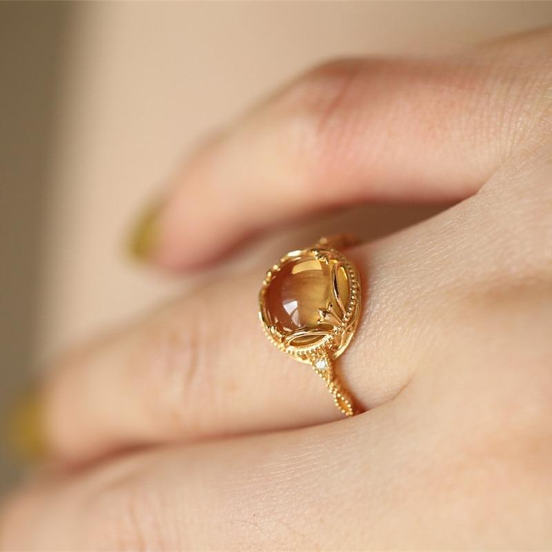 Simple Natural Egg Yolk Crystal Light Luxury Versatile Ring