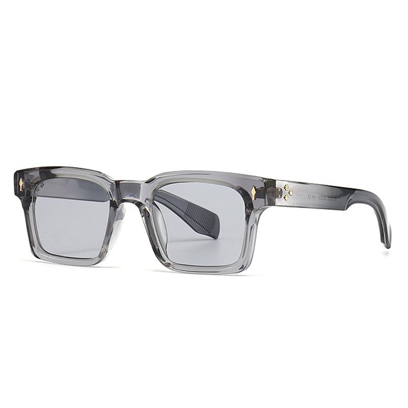 SO&EI Fashion Square Rivets Gradient Sunglasses Men Shades UV400 Vintage Dark Green Trending Women Sun Glasses