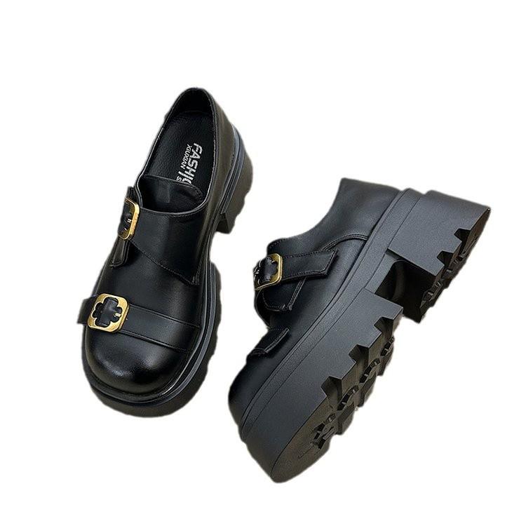 Retro Black British Style Platform Small Leather Shoes Women's 2025 New Autumn and Winter with Skirts Versatile Mary Jane Single Shoes