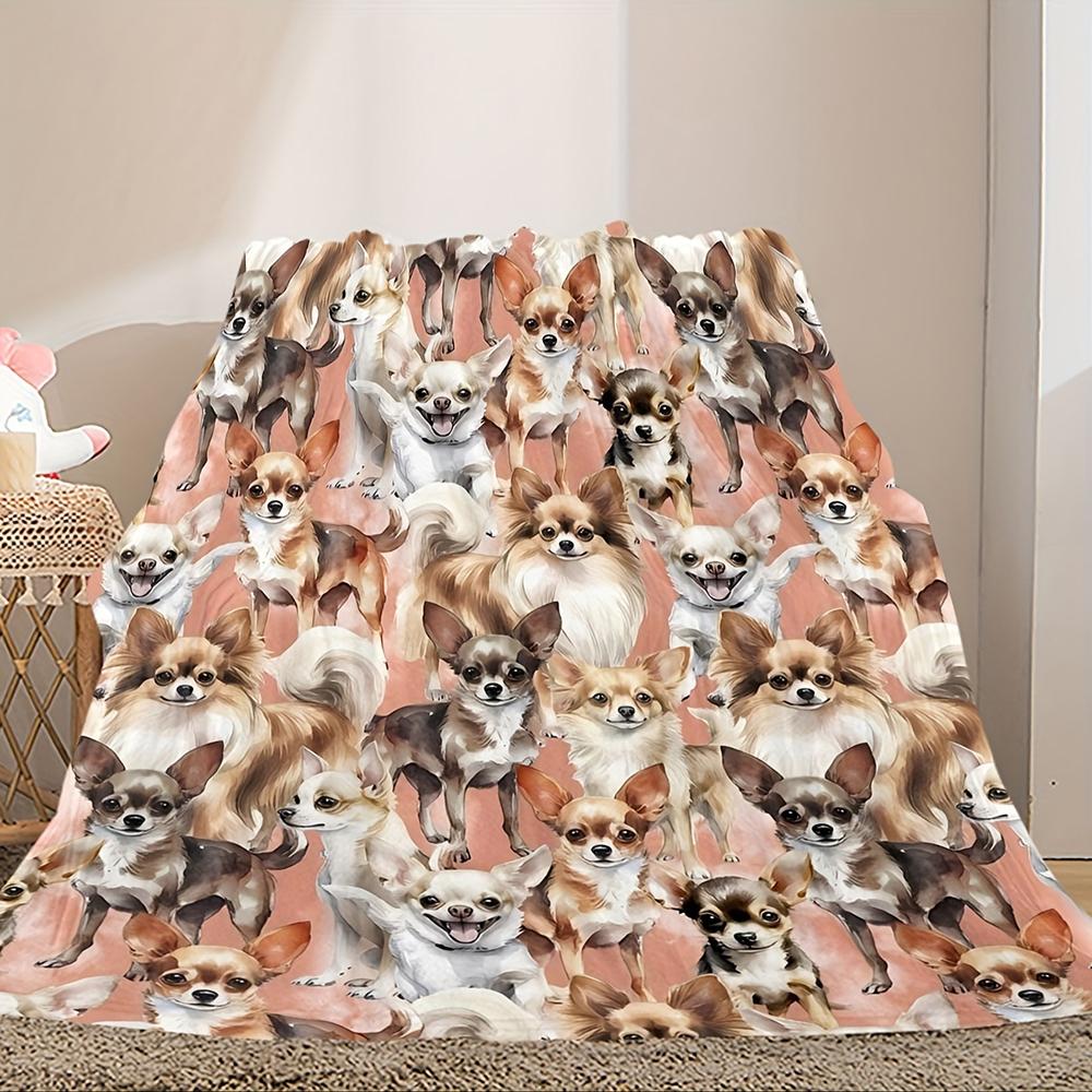 Chihuahua-Printed Sofa Blanket , Warm and Comfortable Throw Blanket Sofa Bed Sofa Camping Trip, the Best Gift.