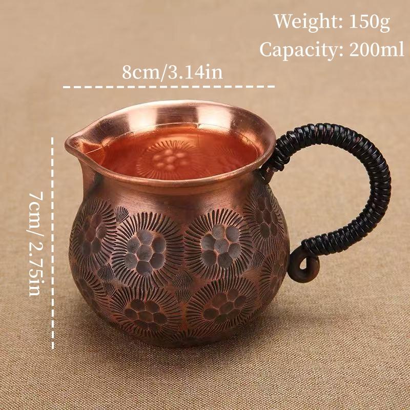 Vintage Copper Mini Coffee Mug,Camping Water Mug Handcrafted Hammer Texture Handle Juice Cups Home use Drinking 200ml Tea Cup