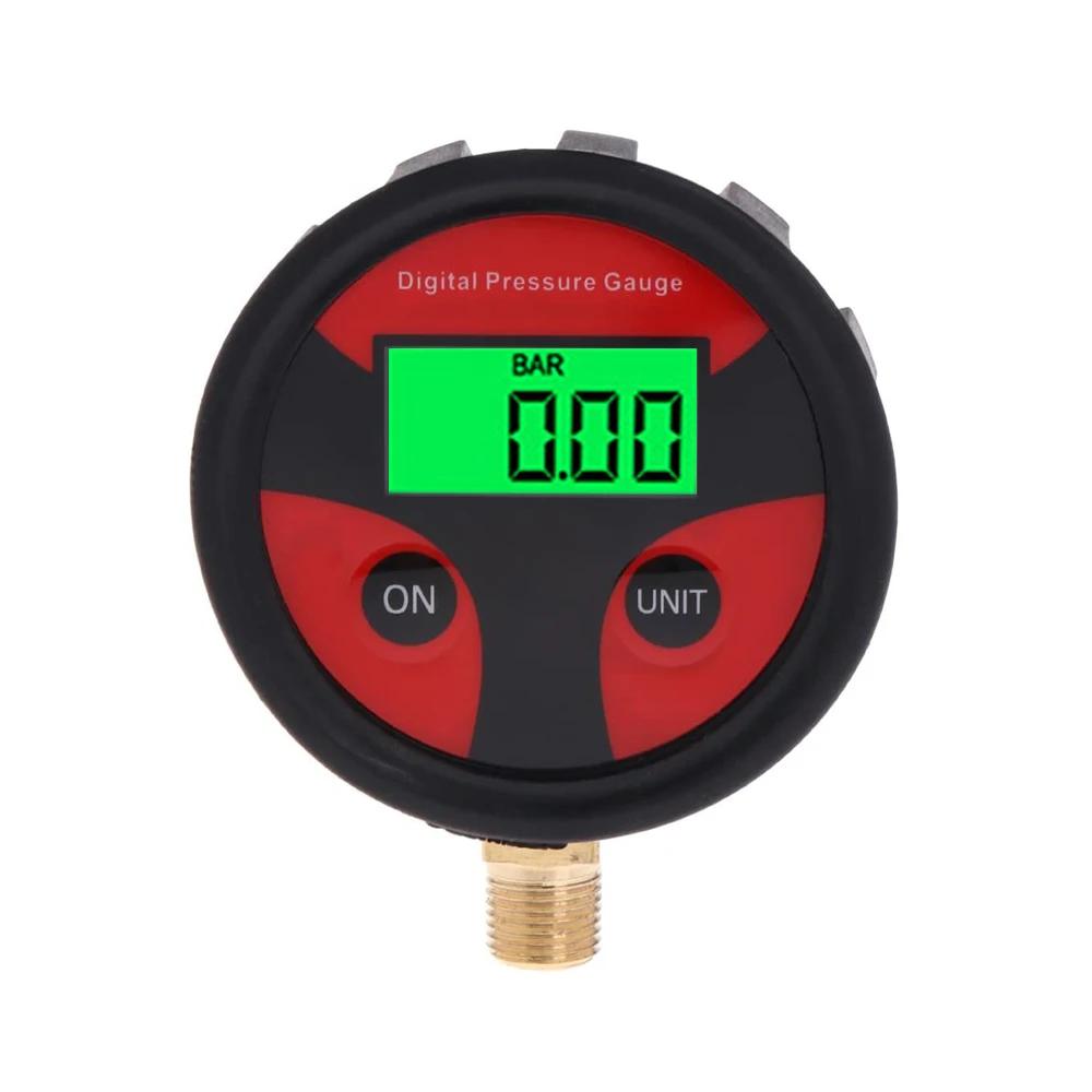 High Accuracy 0-200PSI Digital Tyre Tire Air Pressure Gauge LCD Manometer Pressure Gauge with LED Light for Car Truck Motorcycl