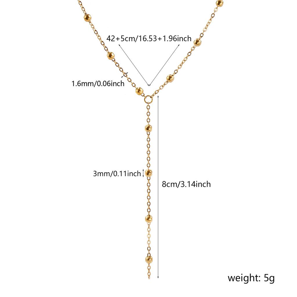 Collana con Ciondolo Croce in Acciaio Inossidabile 304 Placcata Oro 18K Reale Catena a Maglia Cavo Perline Rosario Collana a Goccia Forma a Y
