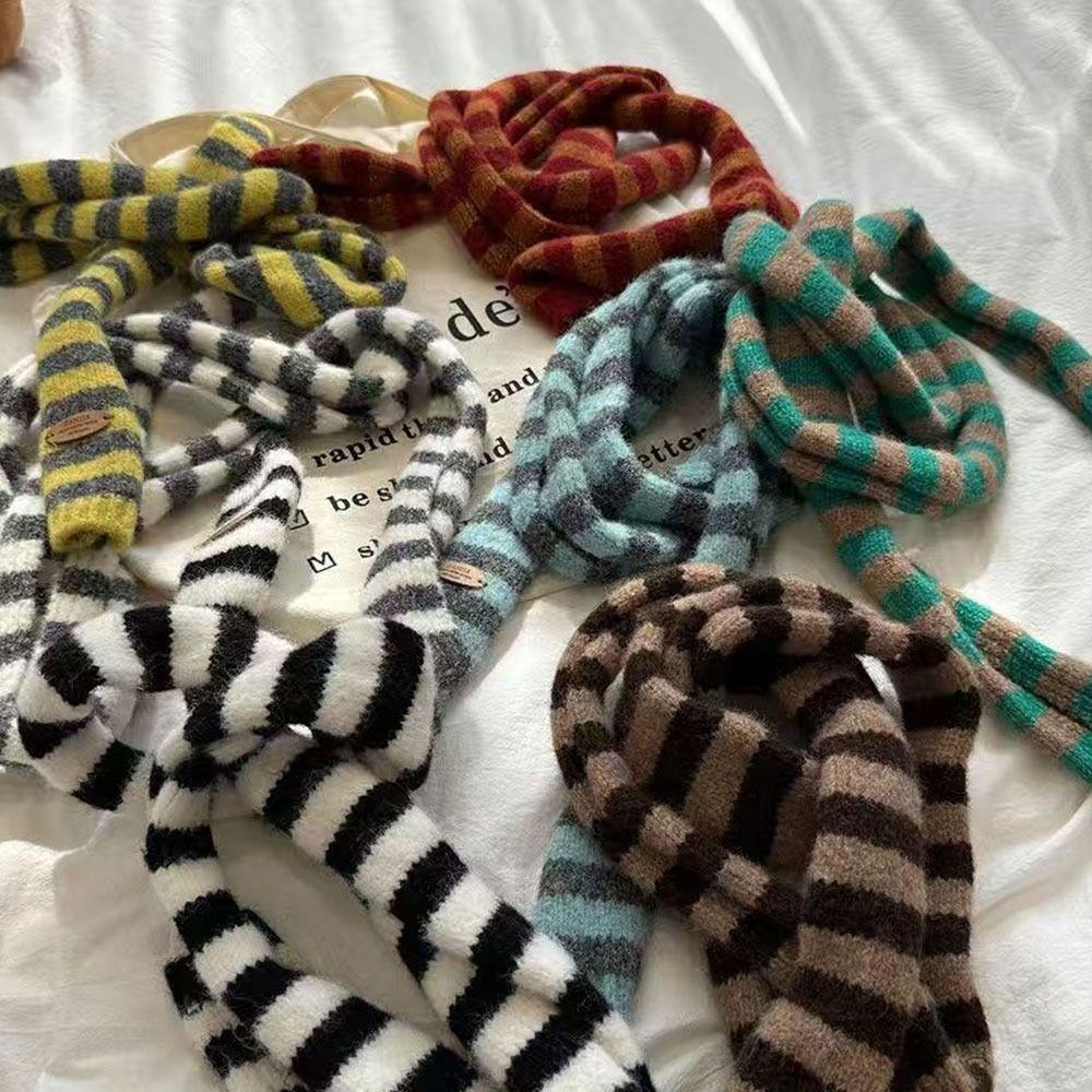 Black Grey Stripe Women Long Scarves Cotton Y2K Girl Scarf Fashion Thin Scarf  Fashion Streetwear